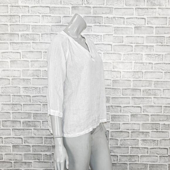 CP SHADES Women's 100% Linen Katie Peasant Top in White Size Small - Picture 6 of 8